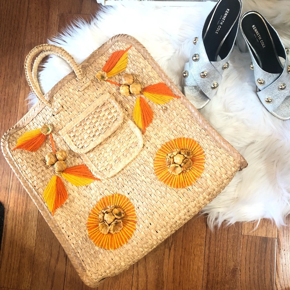 Large Rattan Straw Tote Bag
